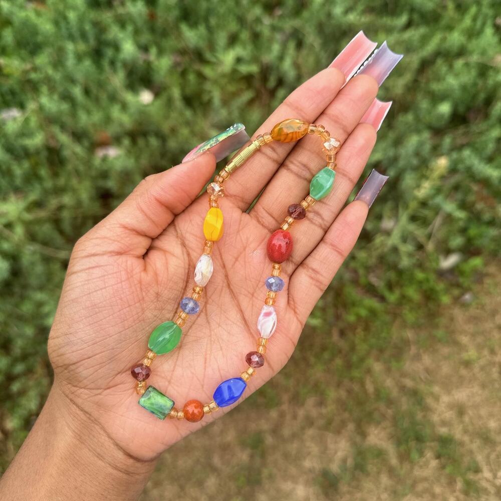 Multicolored maasai bead African anklet (Large)